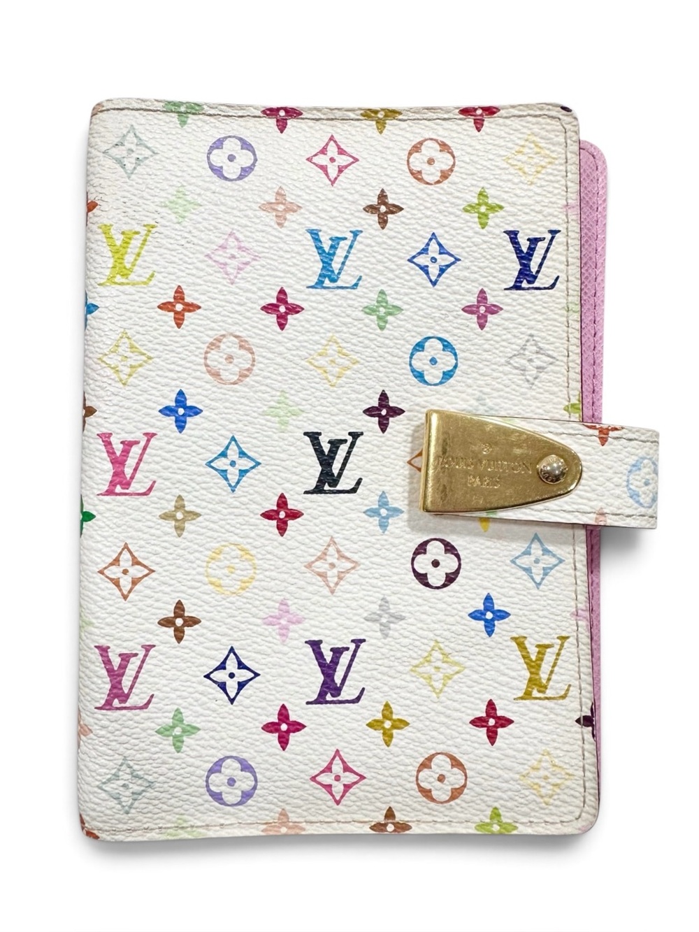 Louis Vuitton White & Pink Murakami Multicolor Agenda PM Passport Organizer